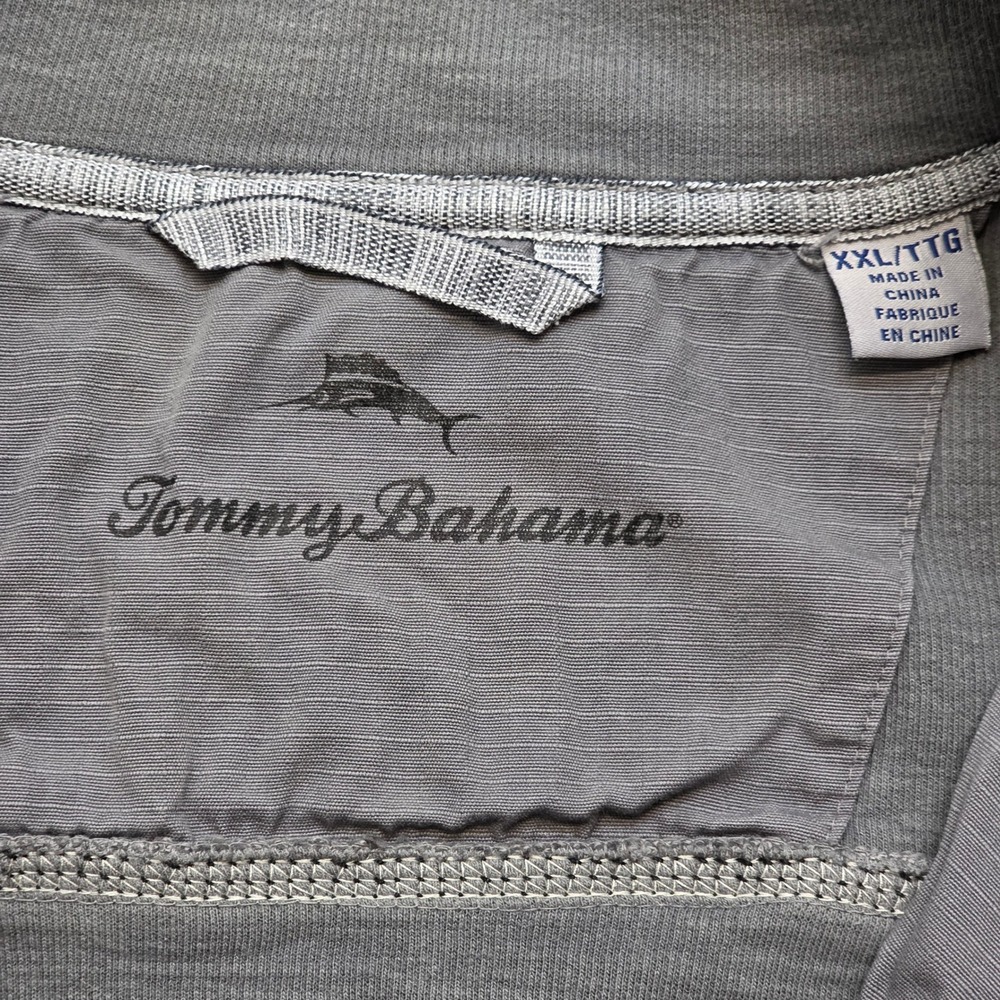 Tommy Bahama Tobago Bay Men's XXL Gray Cotton Tencel Quarter Zip Pullover Marlin - Picture 4 of 15